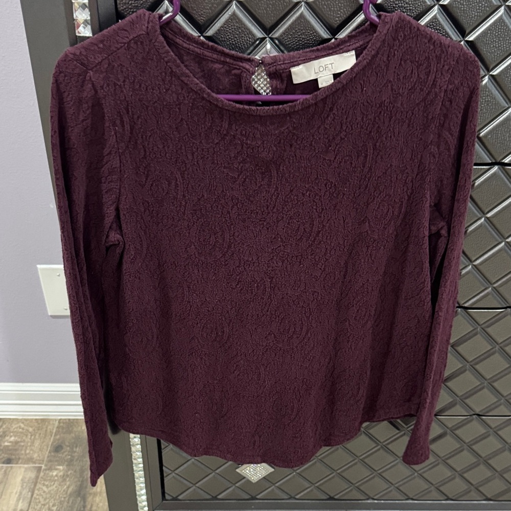 LOFT Deep Burgundy Lace Blouse